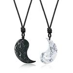 COAI Yin Yang Obsidian Howlite Stone Phoenix Dragon Matching Couple Necklaces