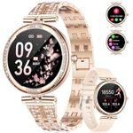 Smart Watch for Women with Diamonds, 1.19" AMOLED Display 113 Sport Modes Fitness Tracker Pedometer/Heart Rate/SpO2/Sleep Monitor, IP68 Waterproof Ladies Smartwatch for Android iOS Answer/Make Calls