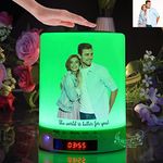 Table Lamp Touch Night Light - Personalized Photo Bluetooth Speaker Clock Bedside Lamps with Fast USB Charging Port, Adjustable Warm White Light Colored lights, For Bedroom/Office/Outdoor Camping