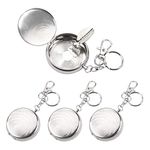 Huayue 4 PCS Portable Pocket Ashtray, Mini Round Stainless Steel Ashtray Ashtray with Key Chain and Cigarette Snuffer Travelling Outdoors Portable Ashtray