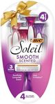 BIC Soleil Smooth Scented Disposable Razors For Women, 3 Blades with a Moisture Strip For a Silky Shave, Assorted, 4 Piece Razor Set