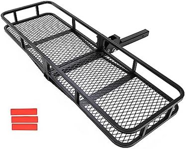 KUAFU 60"x21"x6" Folding Hitch Mount Cargo Carrier Rear Luggage Basket Fit 2" Receiver for Van, SUV, Truck, Trailer, Car 550LBS Capacity Fold Up Trailer Tow Hitch Cargo Rack