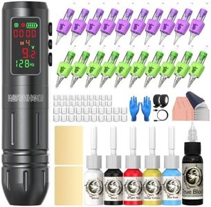 Wormhole Tattoo Kit 77PCS Wireless Tattoo Gun Kit with 1,600 mAh Capacity Battery, 20PCS Cartridge Needles with Finger Ledge, Complete Tattoo Machine Kit Smart Tattoo Pen for Tattooists WTK317