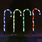 Thrink PACK of 4 Candy Cane Pathway Markers Garden Stake Lights | Mains Operated | Easy Installation Ideal For Indoor Outdoor Decoration | SIZE 52cm Tall | Multicoured