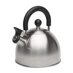 Primula Stewart Whistling Stovetop Tea Kettle Food Grade Stainless Steel, Hot Water Fast to Boil, Cool Touch Folding Handle, 1.5 Qt, Brushed