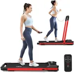 REDLIRO 2-in-1 Folding Treadmill - Under Desk Treadmill Compact Fold Up Walking Pad, Portable Treadmill for Small Space with Remote Control, LED Display for Home & Office Use