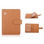 Deziliao Passport and Vaccine Card Holder Combo, PU Leather Passport Holder with Vaccine Card Slot, Passport Wallet for Men and Women…, Brown-fly, Upgrade