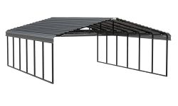 Arrow Shed 20' x 29' x 9' Galvanized Steel Multi-Purpose Shade and Shelter Carport, Charcoal Finish