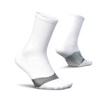 Feetures Elite Light Cushion Mini Crew Sock - Sport Sock with Targeted Compression - L, New White (1 Pair)