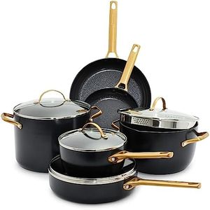 GreenPan Padova Reserve Healthy Ceramic Nonstick, Cookware Pots and Pans Set, 10 Piece, Black