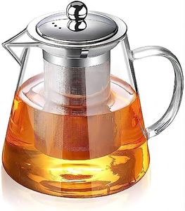 HiWomo 32oz/950ml Glass Teapot with Infuser Tea Pot,Clear Glass Tea Kettle Stovetop Safe Blooming and Loose Leaf Tea Maker