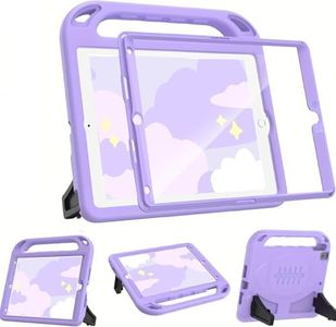 BMOUO Kids Case for iPad 5th/6th Generation, iPad 9.7 2018/2017 Case with Screen Protector, Shockproof iPad Air 2 Case with Handle Stand, Light Purple