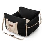 ZOMISIA Dog Car Seat for Small Dogs - Waterproof Pet Booster Seat for Car with Clip-On Safety Leash, Soft Travel Carrier for Puppy up to 25 lbs, Memory Foam Filling and 2 Adjustable Buckles, Black