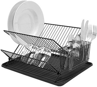 simplywire – Escurreplatos Plegable – Bandeja de Secado de Platos con Soporte para Cubiertos - Negro