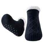 Niorasen Slipper Socks Women Men, Thick Fluffy Socks with Grippers, Cosy Warm Winter Non-Slip Socks Ladies Girls, Women Gifts Indoor Home House Bed, UK 4-10, Black