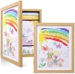 eletecpro 10x12.5 Kids Artwork Frame Changeable Set of 2 with 2 Different Mats and HD Glass, Wood