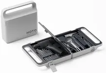 HOTO 25PCS Household Tool Kit with 16V Brushless Drill, Smart Display, 442 In-lbs Torque, 32 Torque Settings, USB-C Charging, LED Light, Includes Hammer, Wrench, Pliers, 8 x Drill Bits, 10 x Bits