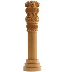 Ansh Outlet Wooden Handmade Natural Kadam Wood 6 inches Ashoka Stambh Showpiece for Office and Study Table