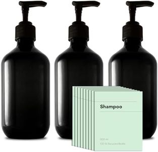 Recycled Plastic Pump Bottle Dispenser 3 x 500ml, Bathroom Bottles with Labels, Empty Refillable Shampoo and Conditioner Dispenser Bottle with Pump for Liquid Hand Soap, Shower Gel, Body Wash, Lotion
