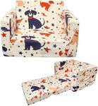 Truwelby Toddler Couch Kids Sofa Children's 2 in 1 Convertible Sofa to Lounger - Extra Soft Flip Open Chair & Sleeper (Cute Puppy)