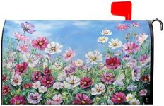 Spring Flowers Mailbox Cover Magnetic Standard Size 21" x 18" Colorful Wildflowers Mailbox Covers Magnetic Spring Summer Floral Decorative Mailbox Post Letter Box Wrap Decoration for Home Outdoor