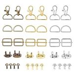 Lesnala 111 pcs Metal Keychain Bulk with Key Chain Swivel Hook, D Rings, Slide Buckles, Magnetic Button and Bottom Stud for Handbag Purse Hardware Craft Making Bag Backpack Lanyard Sewing (3 Colors)