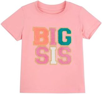 Big Sister Shirts for Girls 2T 3T Toddler T Shirts Big Sis Shirt Embroidery Big Sister Announcement Outfits Summer Short Sleeve Tops Pink