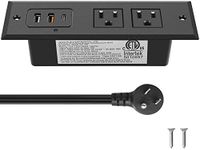 CCCEI Recessed Power Strip with 20W USB C Port, Fast Charging USB A Port Desk Outlet, Furniture Hidden Charging Station for Side Table, End Table, with 6FT 45 Degree Flat Plug Extension Cord, Black