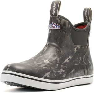 SUREWAY Men's Waterproof Ankle Deck Boots, All Rock Black, Size 8