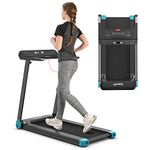 Goplus Folding Treadmill, Compact Superfit Treadmill with APP Control, Blue Tooth Speaker, 12 Preset Programs, LED Display and Device Holder, Walking Running Machine for Home Office (Navy)