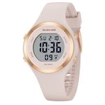 GOLDEN HOUR Waterproof Sport Women's Digital Chronograph Silicone Strap Watch, Rose Gold/Pink Sand, Modern