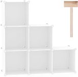 C&AHOME Cube Storage Organizer, 6-Cube Shelves Units, Closet Cabinet, DIY Plastic Modular Book Shelf, Ideal for Bedroom, Living Room, Office, 36.6" L x 12.4" W x 36.6" H Milky UPCS06M