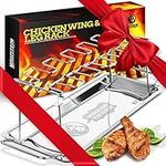 Chicken Drumstick Grill Rack - Large Capacity Smoker BBQ Chicken Wing Rack Can Hold Up 12 Legs, Wings, Thighs, Drumsticks - Made From Sturdy Stainless Steel With A Locking Mechanism & Deep Drip Tray