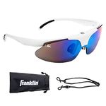 Franklin Sports Unisex's Flip Up MLB WHT DLX Sunglasses, White, 147mm