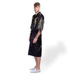 Secret Collection Mens Silk Bath Robe Kimono Dragon Embroidery XXL Black