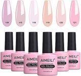 AIMEILI Soak Off Nude Pink Gel Nail Polish Set, All Seasons Pink Nail Polish Gel Color Set for Women Girls Valentines Mothers Day Gift Of 6pcs X 10ml - Kit Set 31