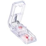 Pill Cutter, Pill Splitter with Blade and Storage Compartment for Small or Large Pills Cut in Half Quarter for Pills Tablets - (Transparent)