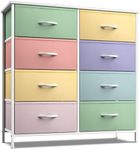 Sorbus Kids Dresser with 8 Drawers - Furniture Storage Chest Tower Unit for Bedroom, Hallway, Closet, Office Organization - Steel Frame, Wood Top, Tie-dye Fabric Bins (Pastel 1)