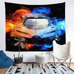 Sports Car Tapestry Yin Yang Race Car Tapestry Wall Hanging for Kids Boys Girls Men Extreme Sports Theme Wall Tapestry Cool Speed Racing Car Wall Art Decor for Bedroom Living Room,Large 59x82 Inch