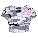 Kids Gilrs Camouflage Print Crop Top Legging Jacket Tracksuit Age 5-13 Years