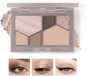 Boobeen 6 Colors Nude Eyeshadow Palette, Matte Shimmer Eyeshadow Makeup Palette for Neutral Smokey Bronze Eye Makeup