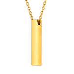 FOCALOOK 18K Gold Plated Bar Pendant Necklace, Stainless Steel Geometric Bar Couples Necklaces Statement Jewellery for Women Men