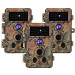 Folgtek 3-Pack Trail Cameras Wildlife Cam 48MP 1296P HD Video Night Vision & 0.1s Trigger Time Motion Activated IP66 Waterproof, 120°Wide Angle Time Lapse & Password Protection for Outdoor Hunting