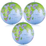 Xinzistar 3 Pack Inflatable Globes World Map Globe Ball 16 Inches PVC Globe of The World Earth for School Office Beach Teaching Learning for Student Kids Children