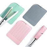 Zhehao 3 Pcs Silicone Heat Resistant Mat for Hair Tools Flat Iron Pad for Curling Iron Heat Resistant Straightener Pad for Hair Dryer Salon Tools Hair Styling Tools ,8.6 x 6.2 Inch(Pink, Green, Gray)