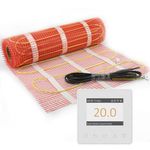 HEATIT Underfloor Heating mat Electric Radiant Self-Adhesive Floor Heating System 200w/㎡ Warmmat with ET-84Wwhite Thermostat,8㎡