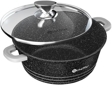 Scheffler Non-Stick Coating Pot with Glass Lid, 32 cm, 10 L, Casserole Pot with Non-Stick Coating, Induction Stewing Pan, Dishwasher Safe, Black (32 cm)
