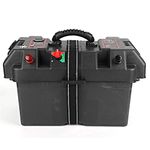 Battery Box, Durable Anti Corrosion ABS Material Heavy Duty Battery Box With12V Port Built in Battery Meter Waterproof Battery Case for Group 24 and 27 Size Batteries