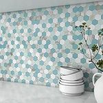 BeNice Peel and Stick Backsplash Kitchen Tile,Shower Backsplash Shower Tiles Peel and Stick Waterproof Tile Stickers Peel and Stick Hexagon Tile Bathroom Stick Tiles Teal(10sheets) Blue