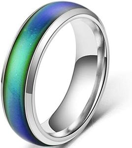 Jude Jewelers 4mm Stainless Steel Temperature Sensative Color Changing Wedding Band Mood Ring, Metal, Cubic Zirconia